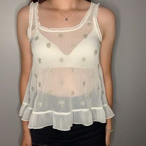 Transparent white tank top
